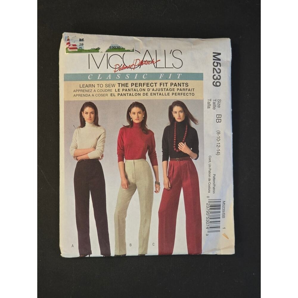 McCall's SEWING PATTERN 5239 Misses‎ Perfect Fit PANTS Palmer Pletsch UNCU